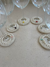 Load image into Gallery viewer, Off White Crochet Wine Glass Coasters with Tassel - CKKoetter Accessories