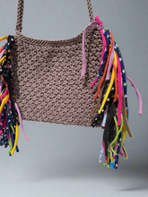 Load image into Gallery viewer, Crochet shoulder bag with fringe