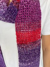 Load image into Gallery viewer, Red purple winter crochet scarf