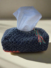 Load image into Gallery viewer, Crochet Tissue Box Cover & Coasters Set - Black Gray Orange Metallic - CKKoetter Accessories