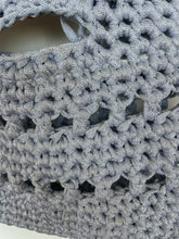 Load image into Gallery viewer, silver and white crochet bag