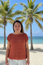 Load image into Gallery viewer, Person wearing a brown knitted sleeveless top by a poolside
