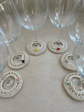 Load image into Gallery viewer, Crochet wine glass coasters with a mini tassel