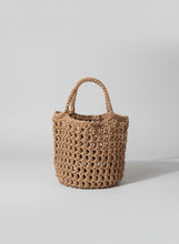Load image into Gallery viewer, Dark Beige net crochet bag with handles
