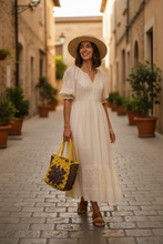 Load image into Gallery viewer, crocheted bag yellow and brown