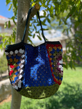 Load image into Gallery viewer, Granny squares handmade crochet handbag with handles