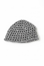 Load image into Gallery viewer, gray crochet mesh hat with sequins on a white surface