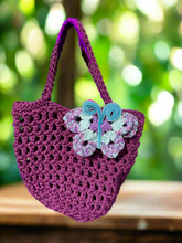 Load image into Gallery viewer, Handmade Crochet Butterfly Bag Charm -Purple Blue Silver Pink - CKKoetter Accessories