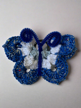 Load image into Gallery viewer, Handmade Crochet Butterfly Bag Charm - Blue White Silver - CKKoetter Accessories