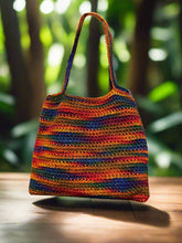 Load image into Gallery viewer, Multicolored Cotton Crochet Shoulder Bag - Handmade I CKKoetter Accessories