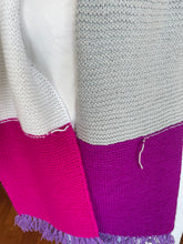 Load image into Gallery viewer, Close-up of a fabric swatch with gray, purple, and pink colors.