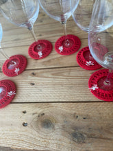Load image into Gallery viewer, Red cotton crochet wine coasters angels charms