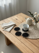 Load image into Gallery viewer, Black Crochet Coasters Lifestyle Background