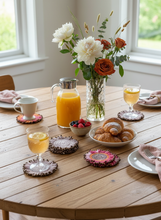 Load image into Gallery viewer, Brunch entertaining lifestyle image with cotton crochet coasters