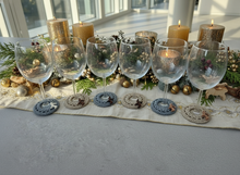 Load image into Gallery viewer, Christmas Wine Glass Coasters with Glasses Lifestyle