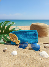 Load image into Gallery viewer, Cyan Crochet Wallet Yellow Fish Beach Summer Lifestyle