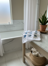 Load image into Gallery viewer, Granny squares hand towels set in bathroom setting