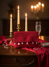 Load image into Gallery viewer, Lifestyle background for Red Crochet Clutch