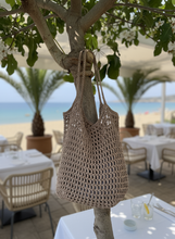Load image into Gallery viewer, Light Beige Polyester Net Crochet Summer Bag Lifestyle - Handmade Elegant Tote | CKKoetter