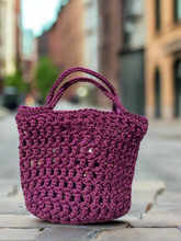 Load image into Gallery viewer, Purple crochet net summer bag
