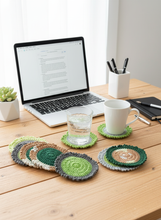 Load image into Gallery viewer, Round Cotton Crochet Coasters on Office Desk