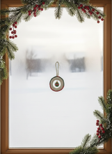 Load image into Gallery viewer, White Crochet Christmas Ornament Window Display
