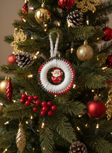 Load image into Gallery viewer, White Crochet Santa Ornament on Tree