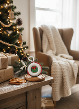 Load image into Gallery viewer, White Crochet Wreath Ornament Lifestyle