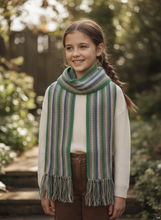 Load image into Gallery viewer, Young girl wearing crochet winter scarf