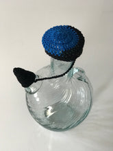 Load image into Gallery viewer, Handmade water jug crochet lid blue black