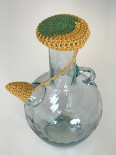 Load image into Gallery viewer, Lebanese water jug or ibriq with a handmade crochet cover yellow green