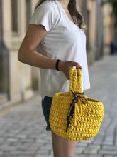 Load image into Gallery viewer, Yellow lycra crochet basket bag CKKoetter Accessories