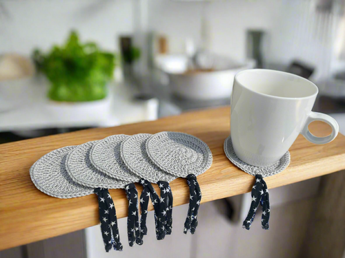 Round greige coasters for drinks
