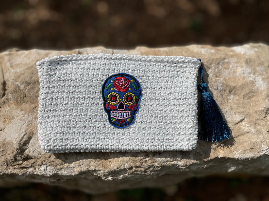 Handmade Crochet Wallet with Skull Badge & Tassel - CKKoetter Accessories
