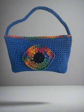 Load image into Gallery viewer, Blue Shimmery Crochet Bag with a Protection Eye | CKKoetter Accessories
