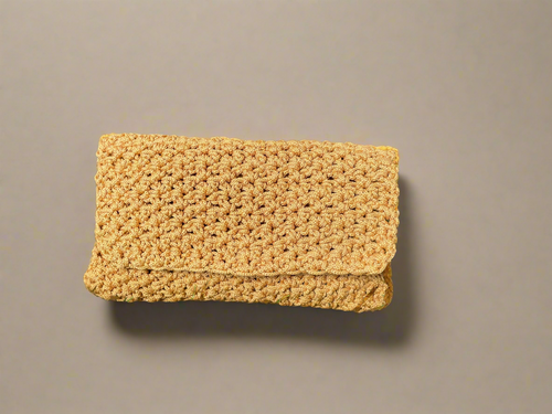 Mustard polyester crochet clutch green