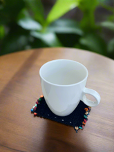 Load image into Gallery viewer, Black Rectangle Crochet Coasters with Wooden Beads for your Drinks
