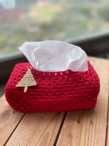 Crochet Cotton Christmas Tree Tissue Box Cover | CKKoetter Accessories
