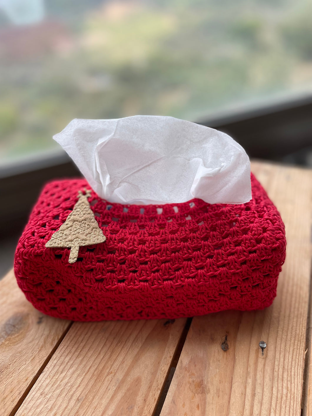Crochet Cotton Christmas Tree Tissue Box Cover | CKKoetter Accessories