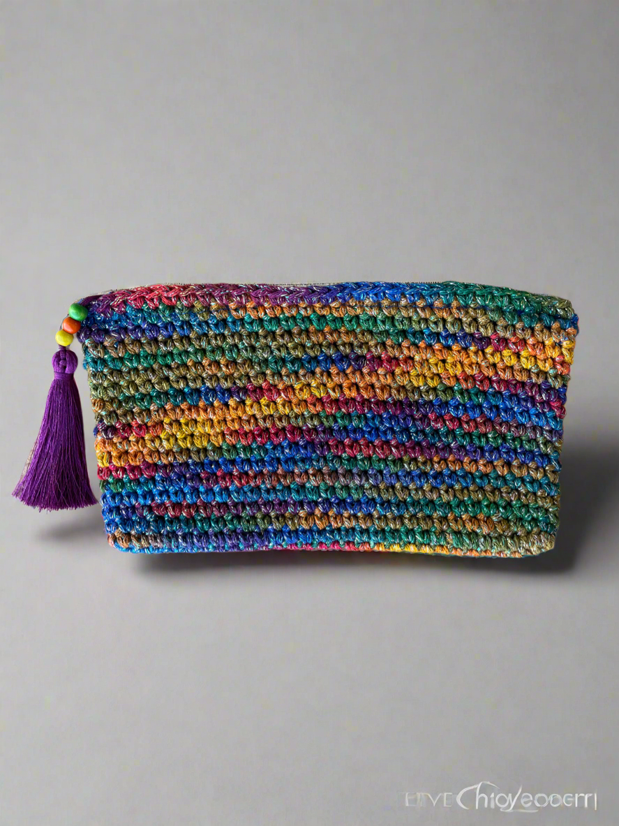 Colorful Crochet Pouch with Zipper & Tassel | CKKoetter Accessories