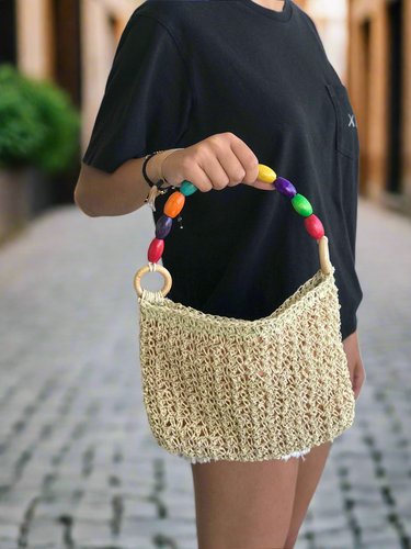 Raffia bag with handle 