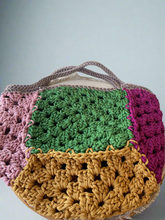 Load image into Gallery viewer, Handmade Granny Squares Bag - Green Pink Mustard Taupe Purple
