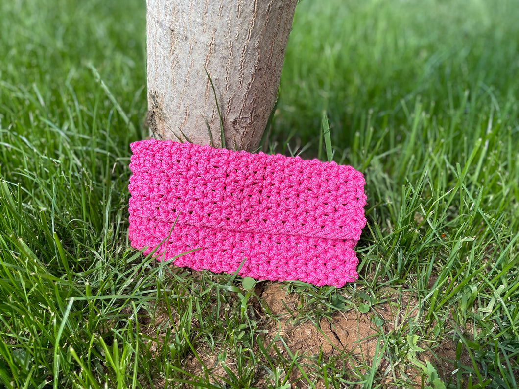 Pink Polyester Crochet Clutch | CKKoetter Accessories