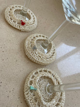Load image into Gallery viewer, Off White Crochet Wine Glass Coasters with Tassel - CKKoetter Accessories
