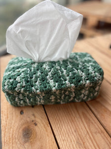 Green White Cotton Crochet Tissue Box Cover | CKKoetter Accessories