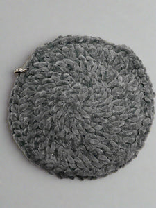 gray round velvet crochet glasses cover 