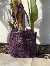 Load image into Gallery viewer, Purple Raffia Crochet Bag | Handmade Shopper Tote | CKKoetter Accessories

