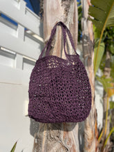 Load image into Gallery viewer, Purple Raffia Crochet Bag | Handmade Shopper Tote | CKKoetter Accessories

