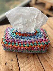 Colourful Cotton Crochet Tissue Box Cover | CKKoetter Accessories