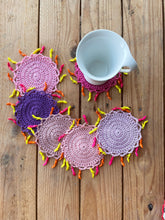 Load image into Gallery viewer, Funky Cotton Crochet Coasters with Tricolor Pumps - CKKoetter Accessories
